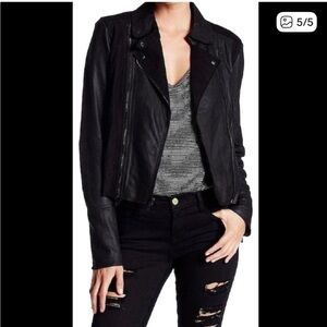 PAIGE Silvie Black Leather and Suede Jacket